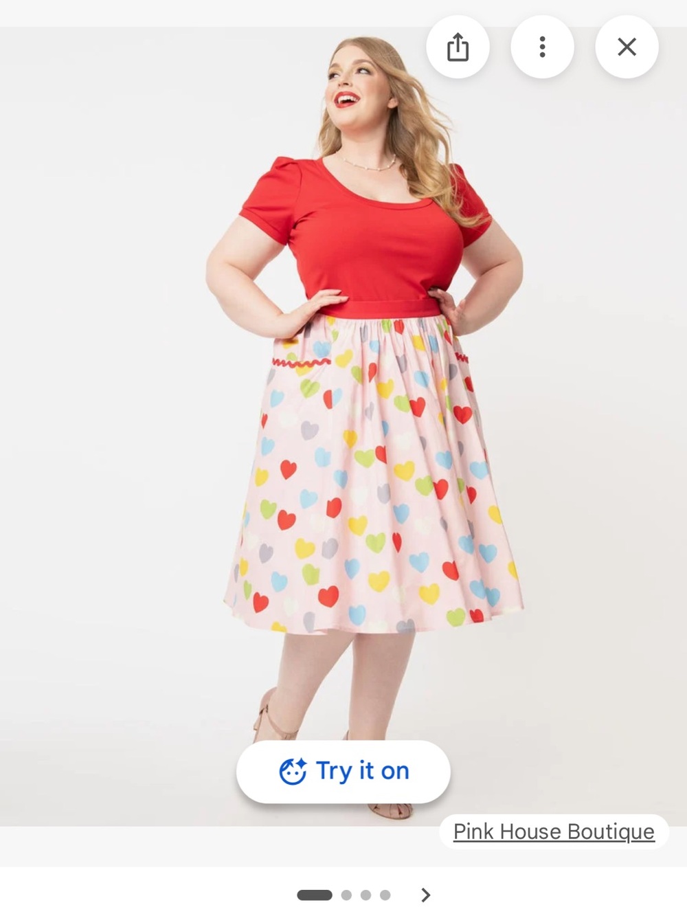 Unique vintage nwt pink multicolor heart print skirt